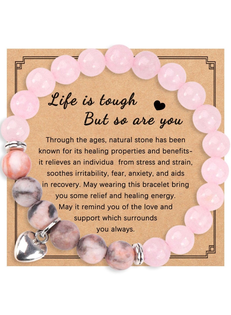 سوار من الخرز المصنوع يدويًا على شكل قلب مع بطاقة مباركة حصرية، الهدية المثالية لقلبك - Image 1