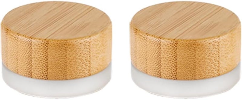 Elandy عبوة كريمة زجاجية شفافة متجمدة فارغة 5 مل/5 جرام مع غطاء من الخيزران - 2 قطعة