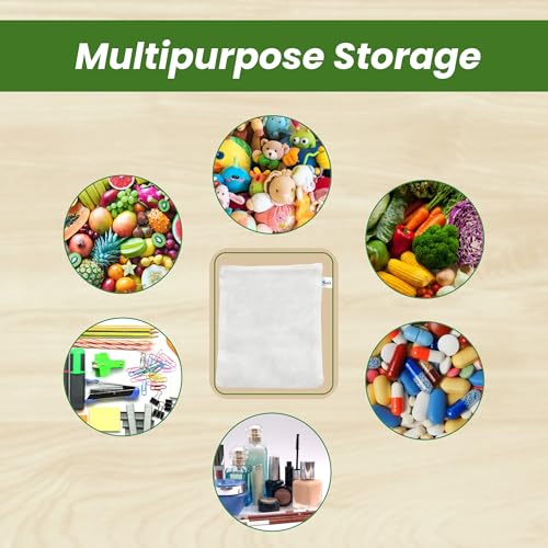 Värde Pack of 12 Pcs Reusable Fridge Storage Bags for Vegetables & Fruits | Multi-Size Dual Layer Mesh Zipper Bags | Washable, Eco-Friendly Kitchen Organizer. (4 Small, 4 Medium & 4 Large). - Image 5