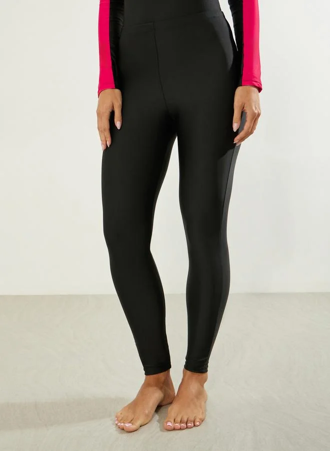 Styli  Pack of 3 - Abstract Print Full Sleeve Swimsuit, Leggings and Printed Midi Wrap Skirt Burkini Set for Women | Best Price UAE