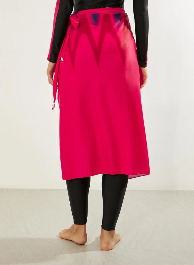 Styli  Pack of 3 - Abstract Print Full Sleeve Swimsuit, Leggings and Printed Midi Wrap Skirt Burkini Set for Women | Best Price UAE