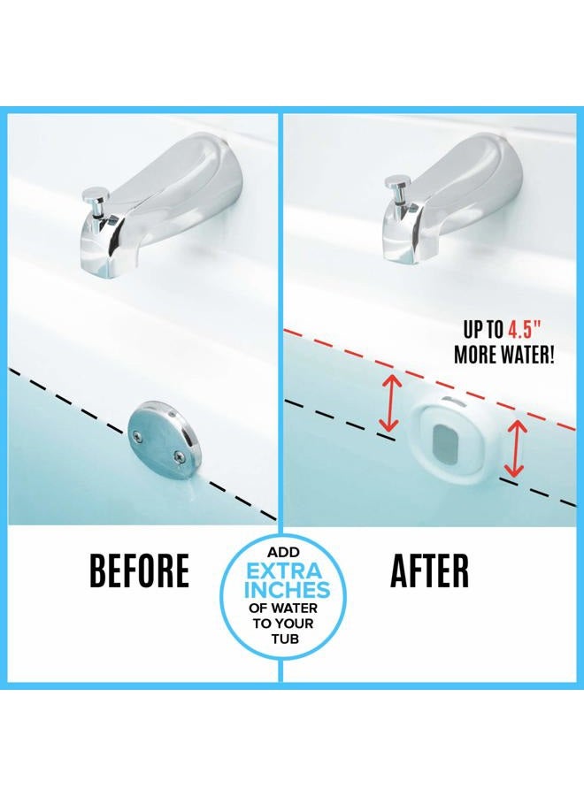SlipX Solutions Adjustable Better Soak Overflow Drain Cover Fits All Drain Types for The Deepest Baths (Silicone, White) - Image 2