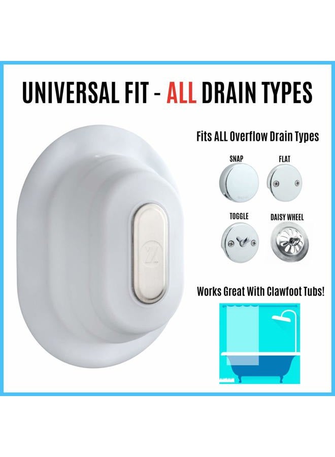 SlipX Solutions Adjustable Better Soak Overflow Drain Cover Fits All Drain Types for The Deepest Baths (Silicone, White) - Image 3