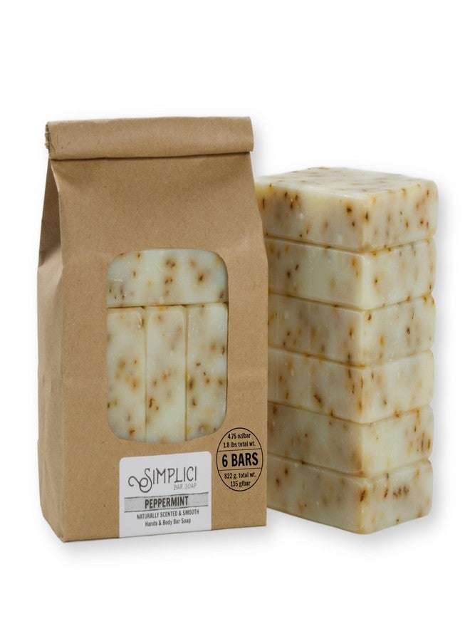 Simplici Peppermint Natural Soap (exfoliating + pure essential oils) 6 Bar Value Bag. Palm Free. - Image 1