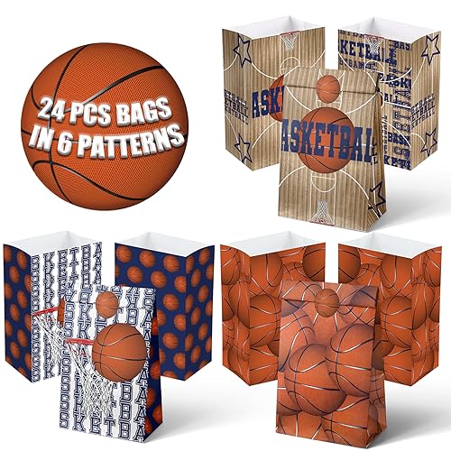 Outego Basketball Party Favor Bags – 24 Pcs Basketball Gift Bags with 5 Designs, Paper Goodie Bags for Sports Theme Birthday Party Decorations and Supplies - Image 4