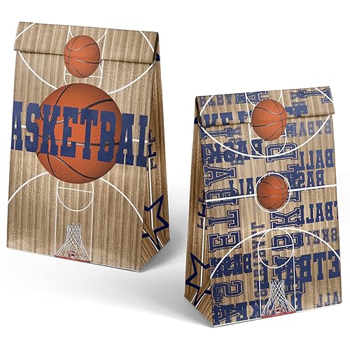 Outego Basketball Party Favor Bags – 24 Pcs Basketball Gift Bags with 5 Designs, Paper Goodie Bags for Sports Theme Birthday Party Decorations and Supplies - Image 2