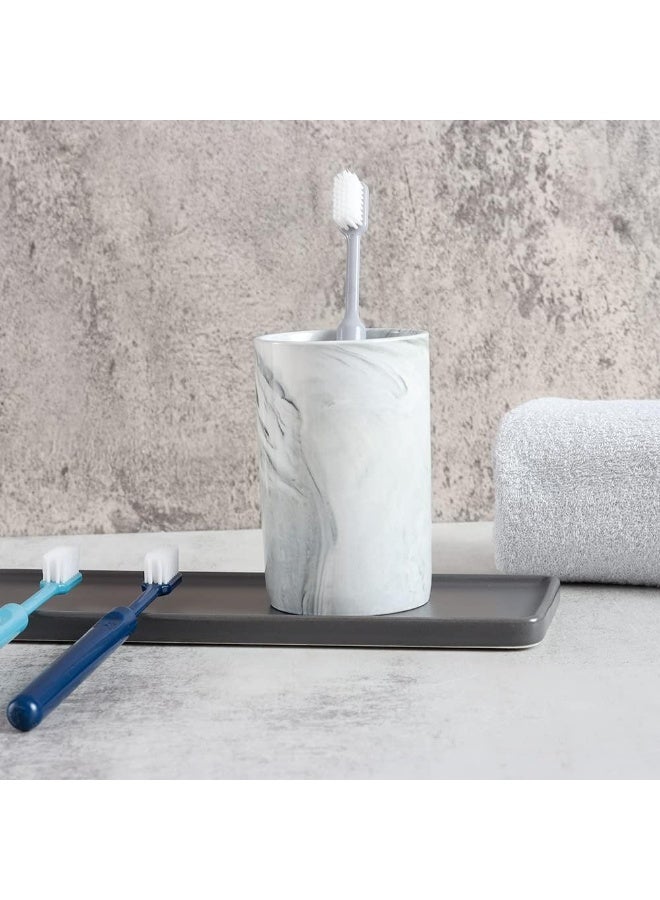 JCD Ceramic 300ml Bathroom Tumbler Cup, Grey Marbled Toothbrush Holder - Image 3