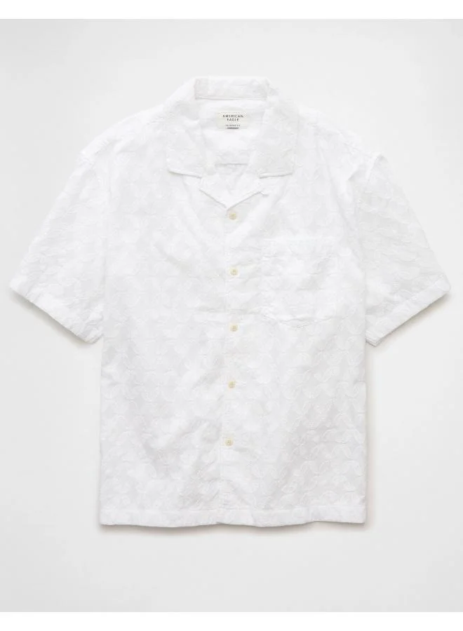 American Eagle AE Poolside Textured Button-Up Shirt