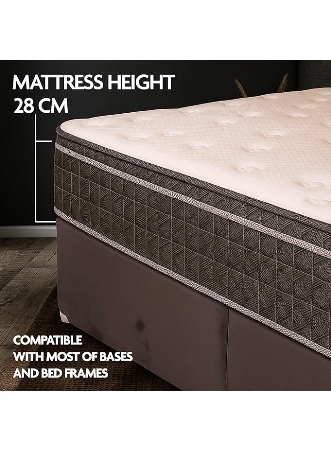 EASELIVING Pocket Euro Top Mattress - W 180 x L 200 x D 28 cm | Medium Firm Bed with Plush Comfort | Motion Isolation and Foam Encased Edge Support | Breathable Knit Fabric - Image 2