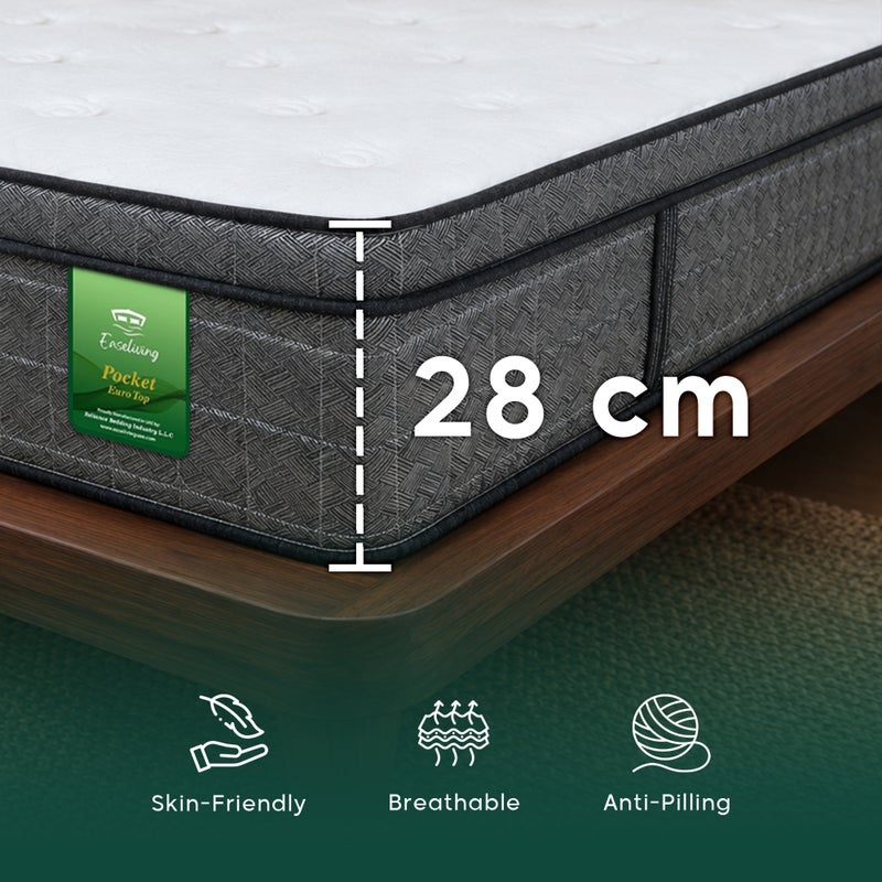 Easeliving Hybrid King Size Mattress 180x200 cm – 28 cm Thick Medium Firm Pocket Spring Mattress with Motion Isolation | Orthopedic Mattress with Spine Support for All Sleepers - Image 2