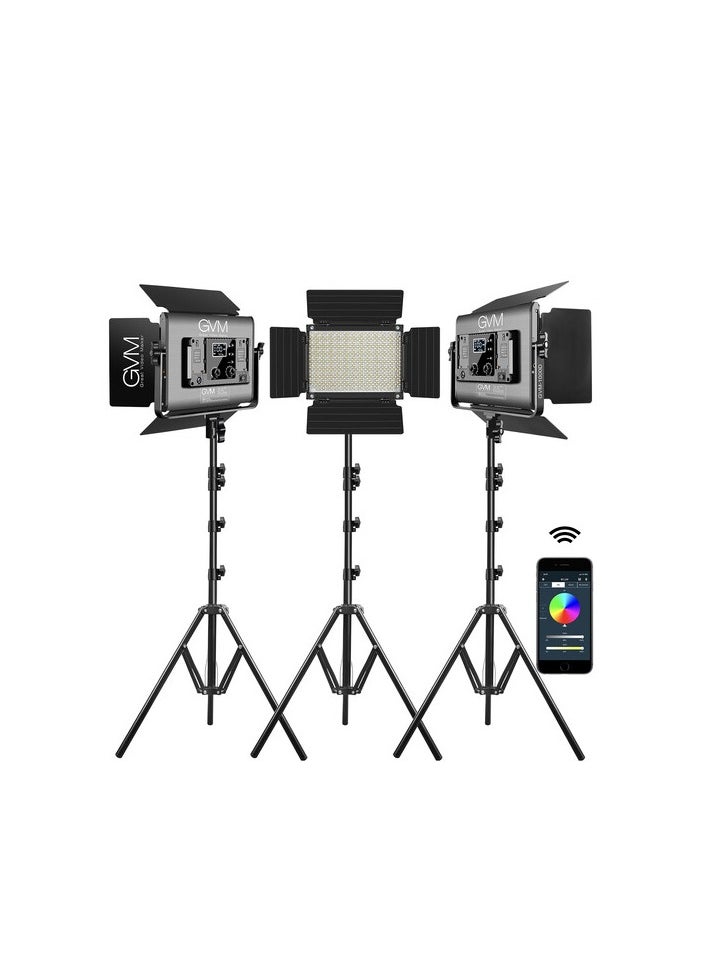GVM Great Video Maker GVM 1000D RGB LED Light Panel (3-Light Kit)  - Image 4