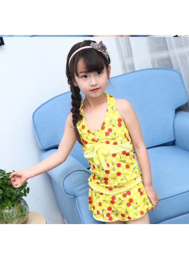 Generic - Five-piece Boxer Shorts Primary School Students Swimsuit Children Girls Swimsuit Girls Middle School Children Girls Kindergarten Style-Color:1212 Yellow Special Big Sale-Size:Size 18 140-150cm 30-37.5kg - Image 1