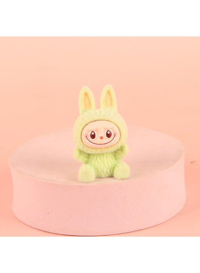 Generic Creative Flocking LABUBU Keychain Pendants, Cute Resin Accessory Figurines And Gifts 