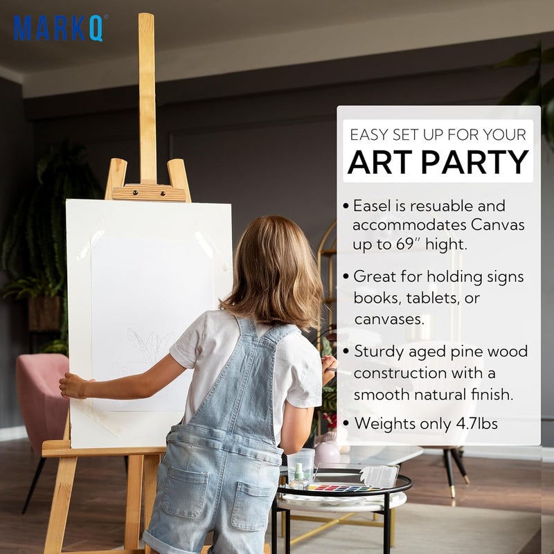 MARKQ Wooden Floor Easel Stand 175cm | Adjustable Tripod Artist Easel for Painting, Sketching, Display & Art Projects | Durable Solid Wood Easel for Studio, Classroom & Home - Image 5