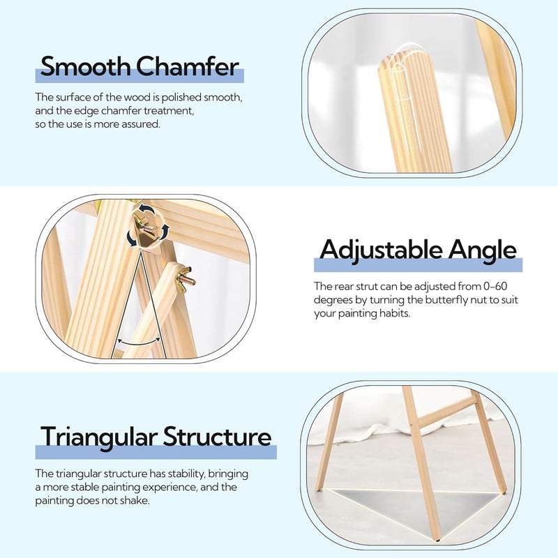 MARKQ Wooden Floor Easel Stand 175cm | Adjustable Tripod Artist Easel for Painting, Sketching, Display & Art Projects | Durable Solid Wood Easel for Studio, Classroom & Home - Image 2