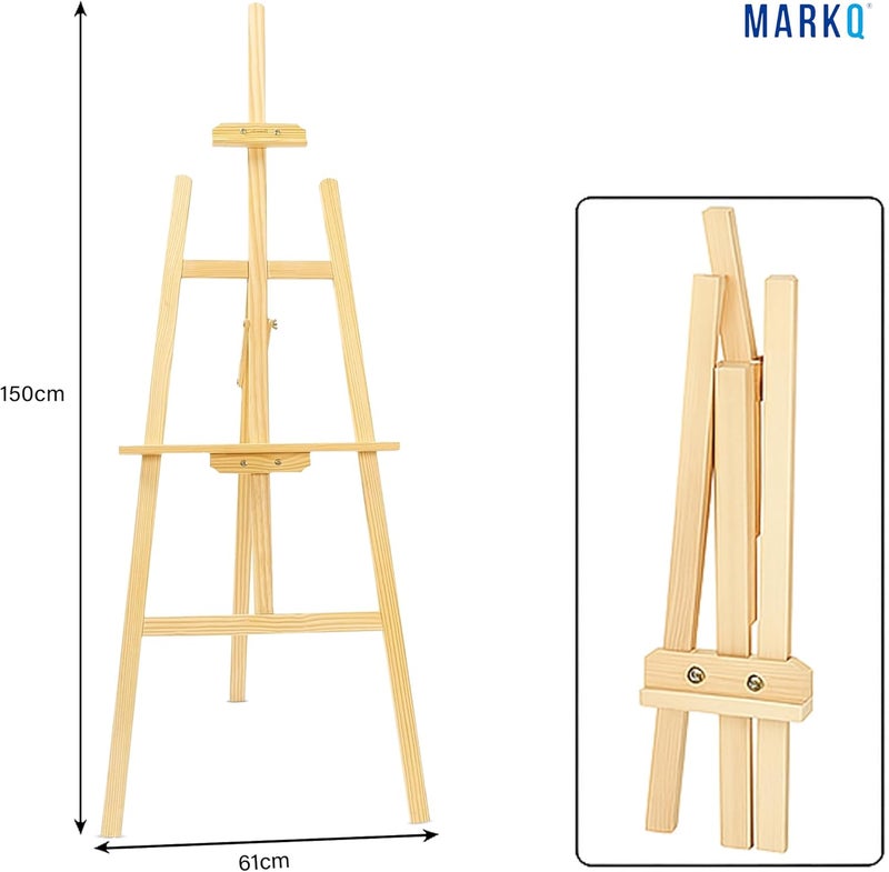 MARKQ Wooden Floor Easel Stand 175cm | Adjustable Tripod Artist Easel for Painting, Sketching, Display & Art Projects | Durable Solid Wood Easel for Studio, Classroom & Home - Image 3