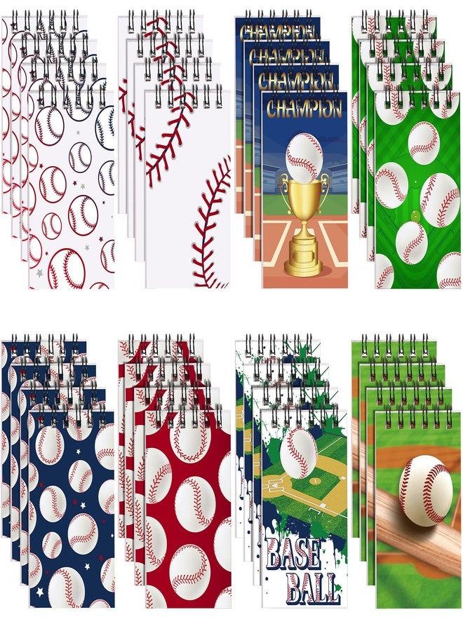 Faccito 32 Pcs Mini Notepads Sports Basketball Baseball Football Soccer Party Supplies Goodie Bag Stuffers Notepads Spiral Mini Notebooks for Reward(Baseball) - Image 1