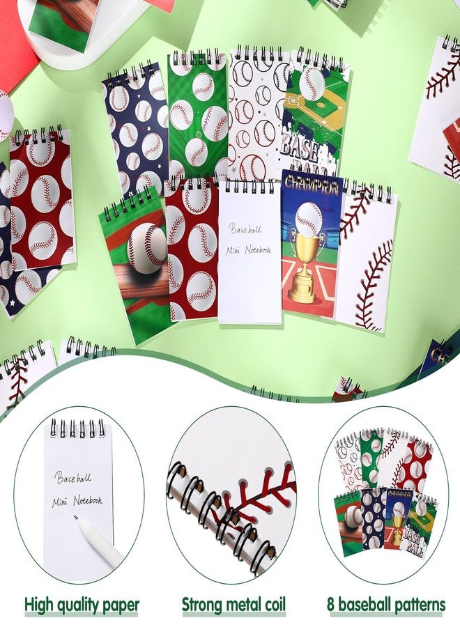 Faccito 32 Pcs Mini Notepads Sports Basketball Baseball Football Soccer Party Supplies Goodie Bag Stuffers Notepads Spiral Mini Notebooks for Reward(Baseball) - Image 3