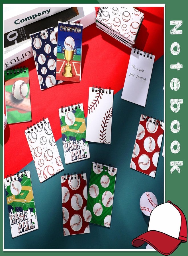 Faccito 32 Pcs Mini Notepads Sports Basketball Baseball Football Soccer Party Supplies Goodie Bag Stuffers Notepads Spiral Mini Notebooks for Reward(Baseball) - Image 5
