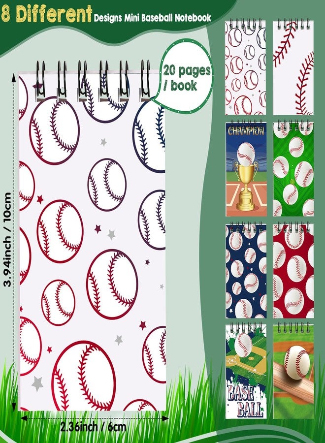 Faccito 32 Pcs Mini Notepads Sports Basketball Baseball Football Soccer Party Supplies Goodie Bag Stuffers Notepads Spiral Mini Notebooks for Reward(Baseball) - Image 2