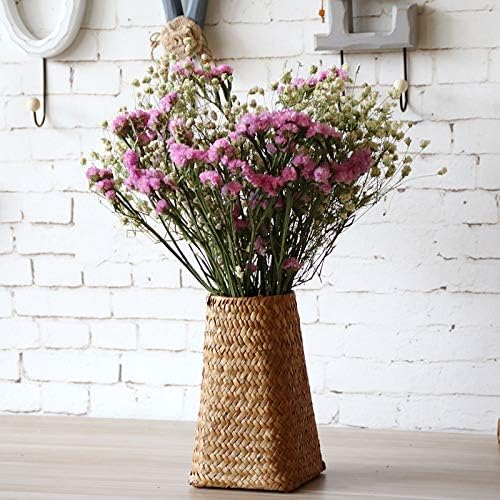 KODENG Natural Seaweed Weave Basket Pastoral Rattan Vase Bamboo Weaving Room Flower Arranger Gypsophila Dried Flower Vase Decoration (B) - Image 2
