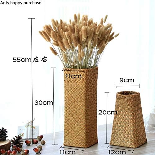 KODENG Natural Seaweed Weave Basket Pastoral Rattan Vase Bamboo Weaving Room Flower Arranger Gypsophila Dried Flower Vase Decoration (B) - Image 4