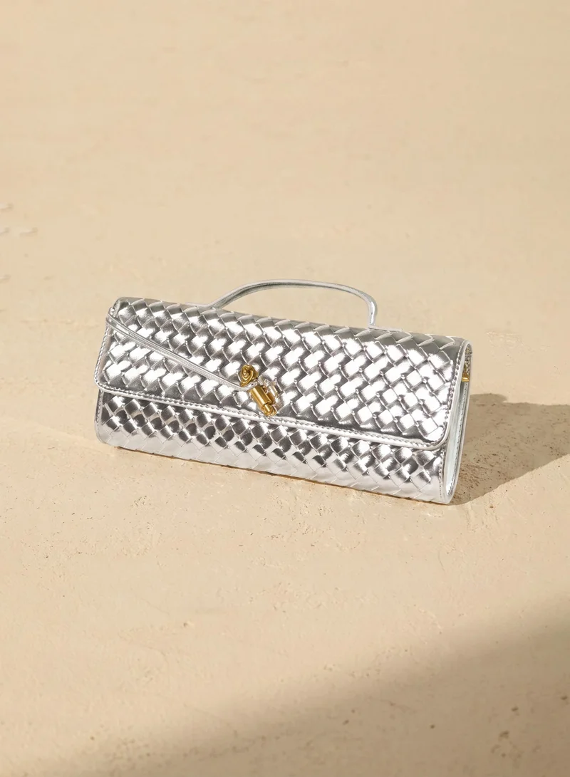 سنفير Woven Leather Clutch Bag
