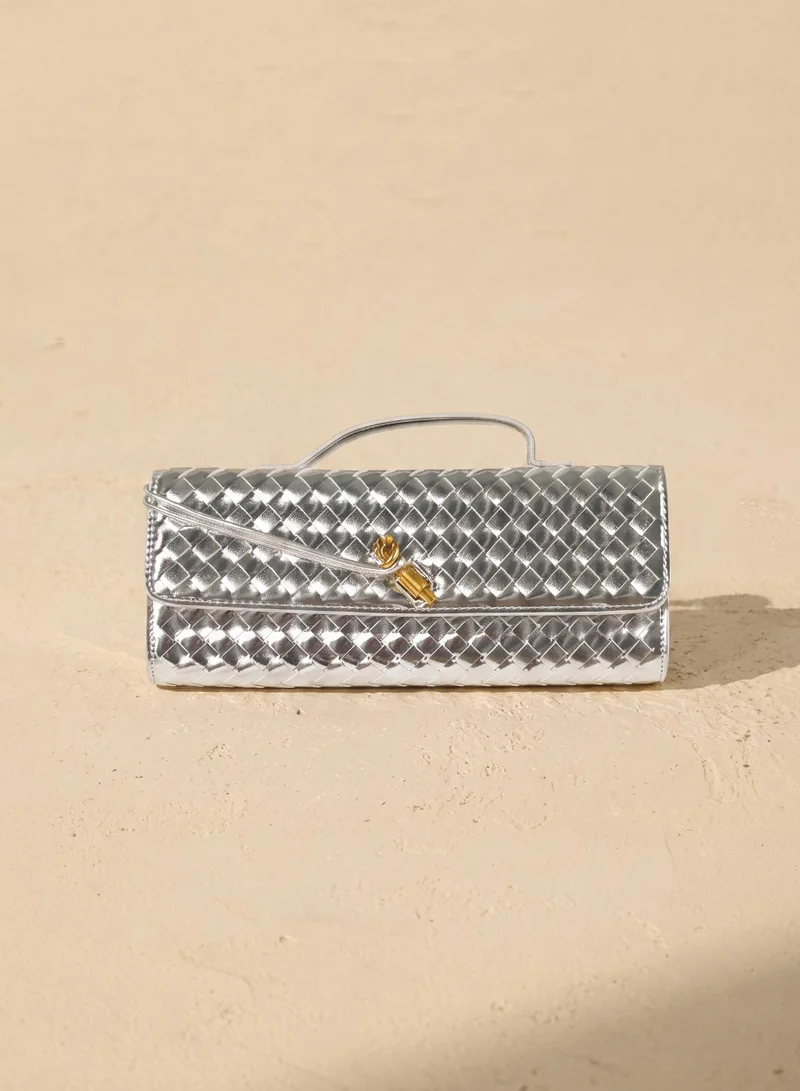 سنفير Woven Leather Clutch Bag