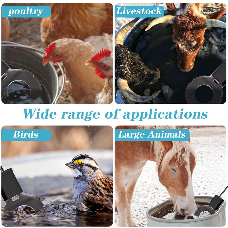 COICOTTC 2Pack 500 Watt Pond De-Icer with Thermostat, Cast Aluminum Submersible Bird Bath Heater, Heated Chicken Water, Power Cord 9.8 Ft - Image 5