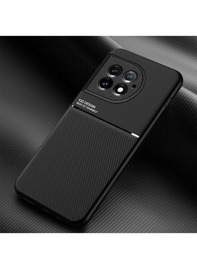 For OnePlus Ace 2 Pro Classic Tilt Strip Grain Magnetic PC Hybrid TPU Phone Case(Black)