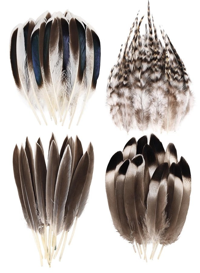 THARAHT 120pcs Mix Colour Eight Style Spotted Small Natural Bulk Feathers 2-7 Inches for for Sewing Crafts Clothing Jewelry Wedding Hair Hats Dream Catcher Decoration Guinea Fowl Feathers - Image 1