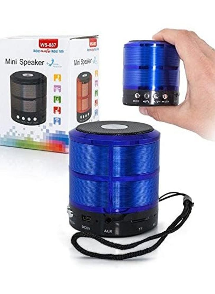 Generic Mini Portable WS-887 Wireless Bluetooth Speaker with FM And Micro-SD Card Slot for All Smartphones Blue  - Image 2