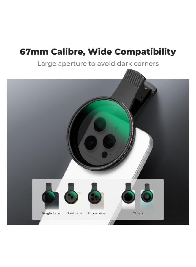K&F Concept 67mm Clip-On Variable ND2-32 Filter for Phones - Image 2