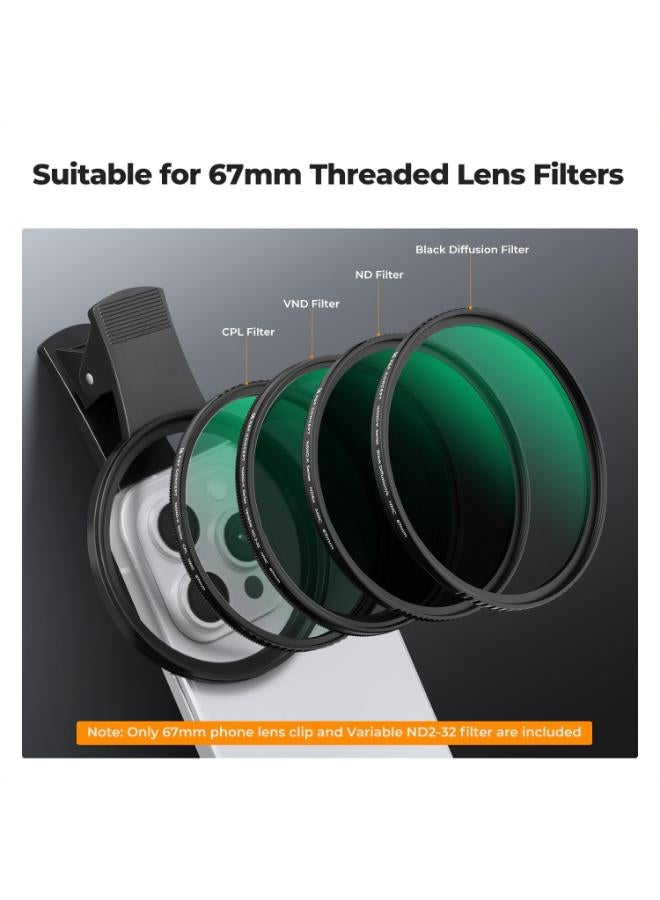 K&F Concept 67mm Clip-On Variable ND2-32 Filter for Phones - Image 4
