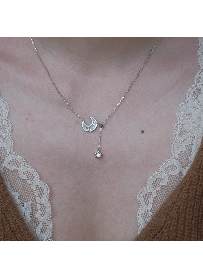 925 Sterling Silver Star and Moon Mythology Necklace - Image 1