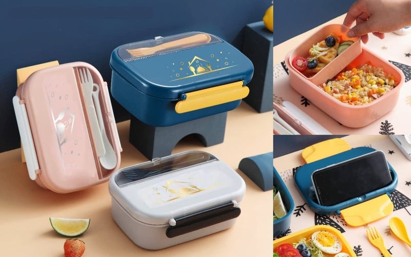 TEMSON Lunch Box for School Kids – Lunch Box, Tiffin Box for School, Lunch Box for Kids, Dual Compartment Lunch Box-1080 ML (LB-8863) (Blue) - Image 4