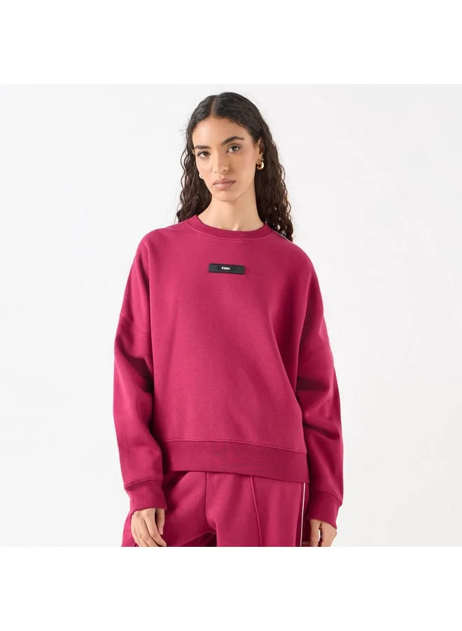 Kappa Kappa Logo Applique Sweatshirt with Long Sleeves and Crew Neck