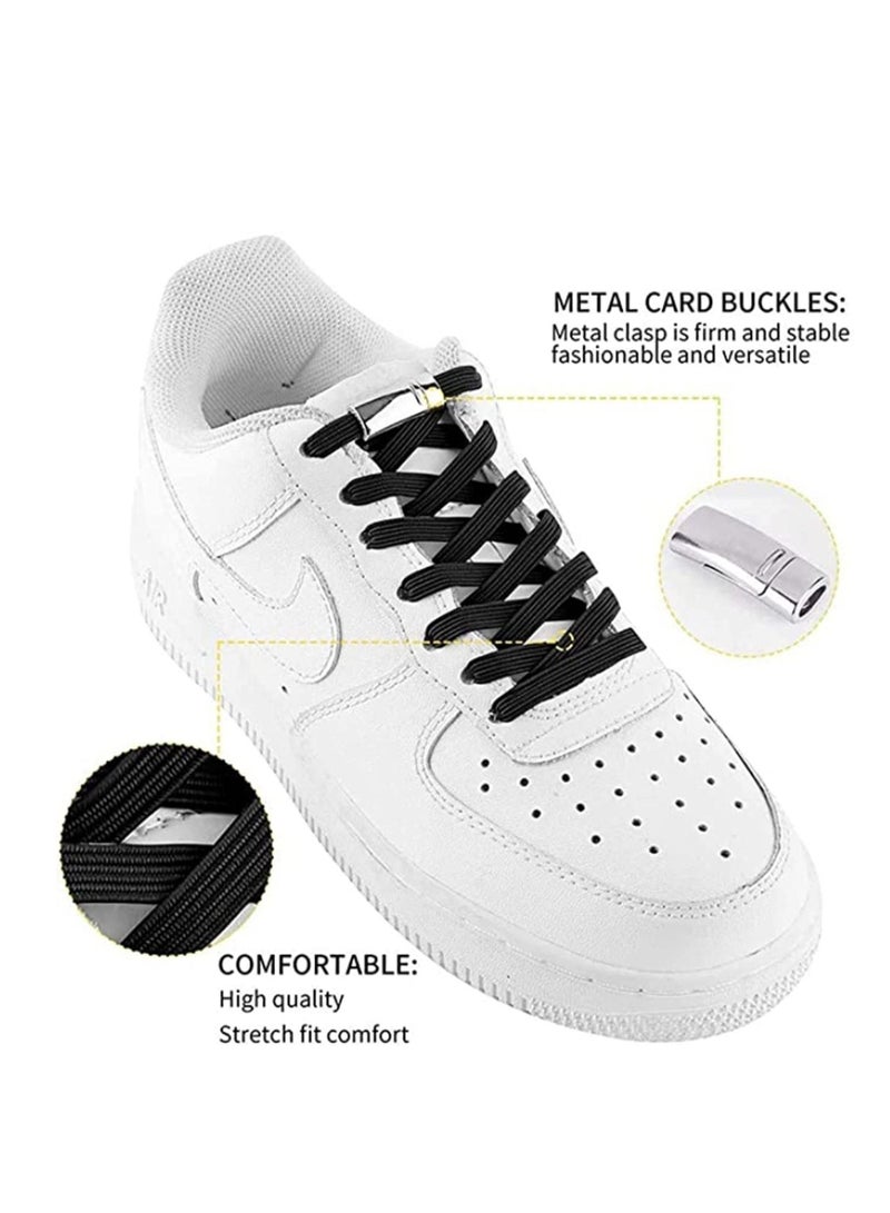 سيوسي أربطة أحذية مطاطية بدون ربط ، قفل معدني مغناطيسي ، أربطة أحذية مرنة ، إكسسوارات أحذية رياضية للأطفال والكبار بأربطة كسول مقاس واحد يناسب الجميع ، هدية للكبار والأطفال للأصدقاء والعائلة زوج واحد (أسود) - Image 3