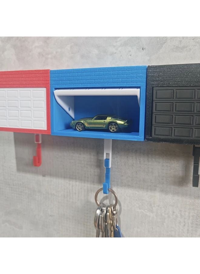 Blue Wall Mounted Key Holder With Door Opening Plastic Storage Box Entryway Garage - Image 3