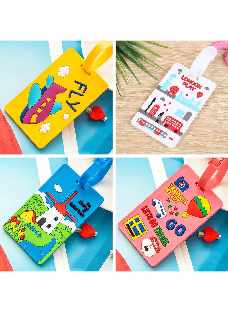 4-Piece Luggage Tag Set for Suitcases, Handbags, School Bags, and Instruments - Includes Name and Address Tags with Information Card and Hanging Buckle. - Image 4