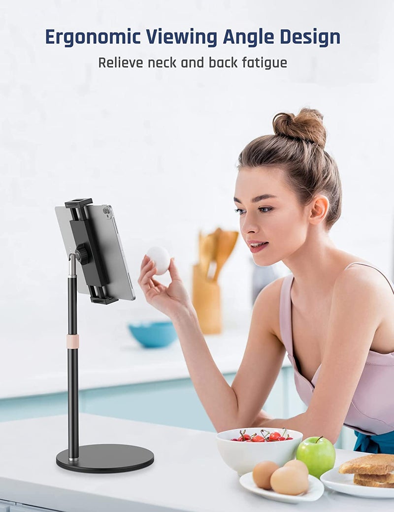 HOLD UP Tablet Stand Holder, Adjustable Height Tablet & Phone Stand for Desk, 360° Rotating Aluminum Metal Tablet Stand Mount Compatible for iPad Pro Air Mini, iPhone, Samsung, Kindle (4.7"-12.9") - Image 5