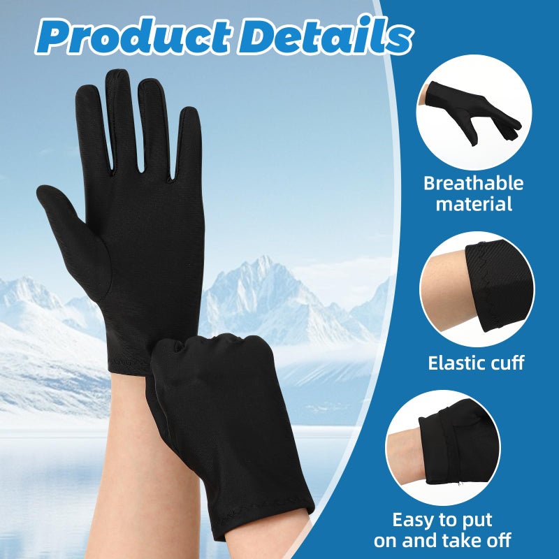 Funnysoft 6 Pairs Lightweight Glove Liners, Thin Warm Winter Liners for Cycling Motorcycle Hiking Sporting Driving Running Skiing(L,Black) - Image 4