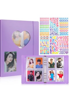 SYOSI حافظة بطاقات الصور Kpop، غلاف كتاب، ملصقات بطاقات الصور الكورية، حافظة بطاقات الصور A5، ألبوم بطاقات الصور 6 حلقات، حافظة بطاقات الصور، صفحات 200 بطاقة Darkorchid ملونة  - Image 1