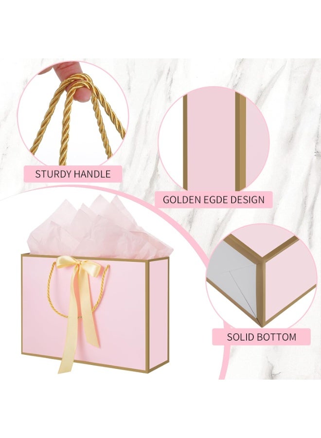 CUNUUDOOL 2Pcs Pink Gift Bags with Handles, 35CM Medium Gift Bags with Tissue Paper, 2Pcs Pink Bags with 4 Tissue Paper and 2 Cards for Baby Shower Birthday Party Wedding Mother's Day. - Image 4