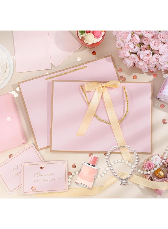 CUNUUDOOL 2Pcs Pink Gift Bags with Handles, 35CM Medium Gift Bags with Tissue Paper, 2Pcs Pink Bags with 4 Tissue Paper and 2 Cards for Baby Shower Birthday Party Wedding Mother's Day. - Image 5