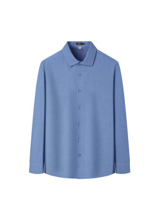 FIRS Shanshan Men's Long Sleeve Shirt Thickened Wool Blend Four Seasons Fluffy Warm Stretch Commuter Top - Image 1