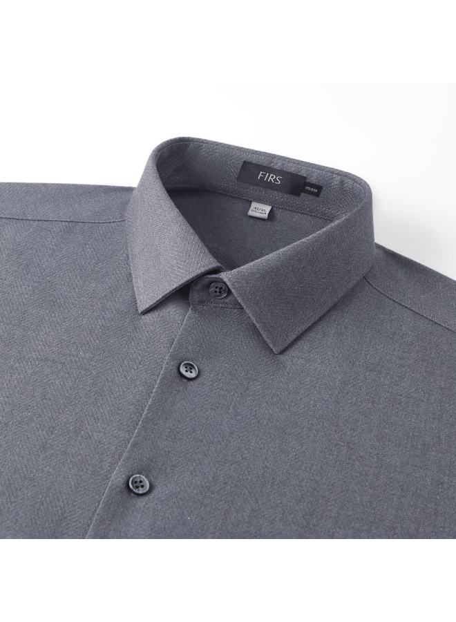 FIRS Shanshan Men's Long Sleeve Shirt Thickened Wool Blend Four Seasons Fluffy Warm Stretch Commuter Top - Image 3