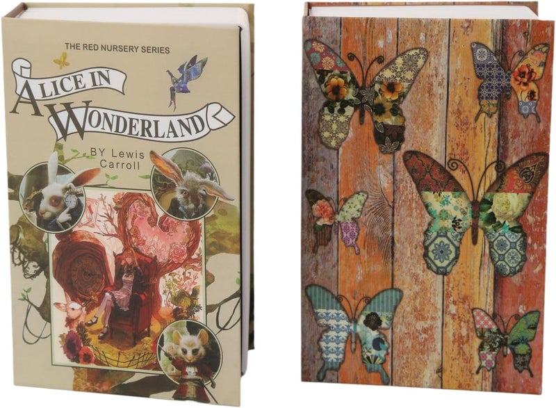 SEPOX ® 2Pc-Pack Wonderland Theme 8.5"x5"x2.2" Safe Book Lock Box, Steel Safe Box Combination Lock, Dorm-Safe & Versatile, Real Paper Cover, Sturdy Steel Interior, Storage for Cash & Valuables - Image 1