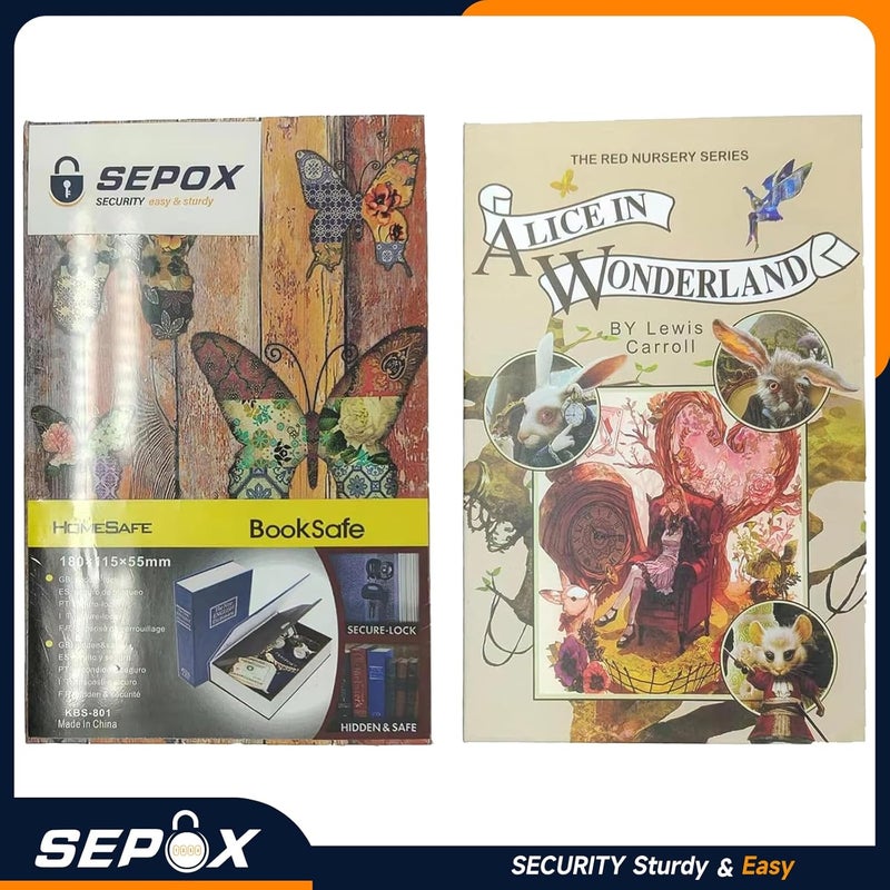 SEPOX ® 2Pc-Pack Wonderland Theme 8.5"x5"x2.2" Safe Book Lock Box, Steel Safe Box Combination Lock, Dorm-Safe & Versatile, Real Paper Cover, Sturdy Steel Interior, Storage for Cash & Valuables - Image 2