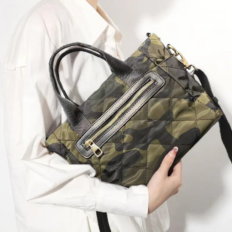 Women'S Fashion Nylon Quilted Handbag Large Capacity Retro Casual Versatile Shoulder Crossbody Bag - Image 1